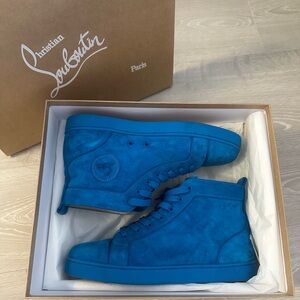 Christian Louboutin Blue Suede High-Top Sneakers